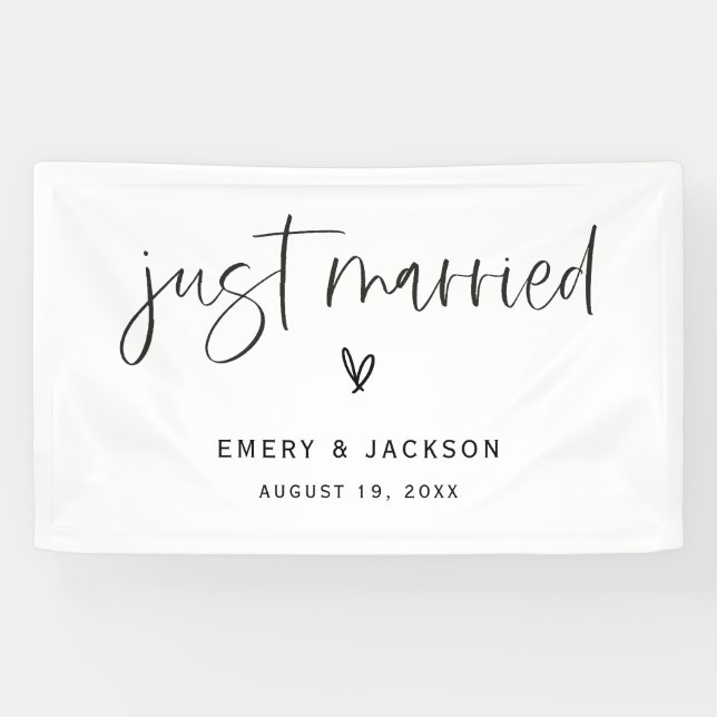 Boho Heart Just Married Car Banner Party Sign E100 (Horizontal)