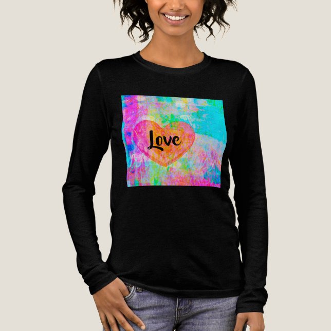 Boho Heart Liebe Black Tri-Blend Shirt (Vorderseite)