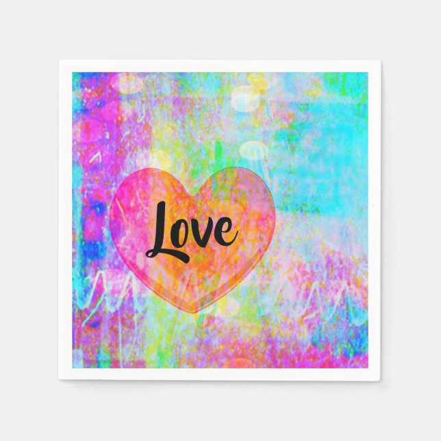 Boho Heart Liebe Serviette (Vorderseite)