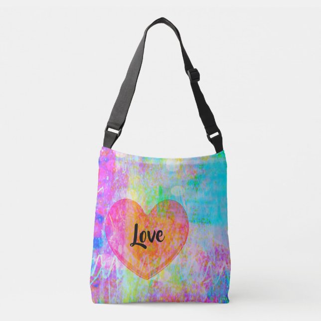 Boho Heart Liebe Tragetaschen Mit Langen Trägern (Vorderseite)