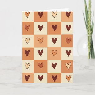Boho-Hearts-Schachbrett-Liebeskarte Karte