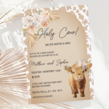 Boho Heilige Kuh Hochland Kuh Baby Dusche Einladun