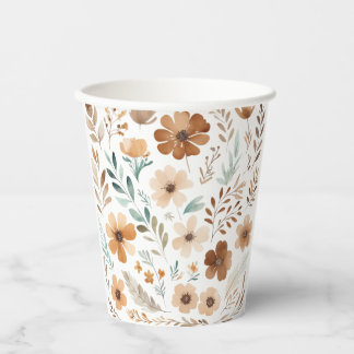 Boho Hellbraune Blume Pappbecher