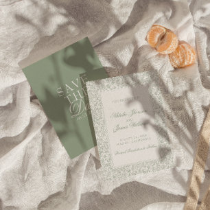 Boho Hellgrün Floral Botanisch Moderne Hochzeit Save The Date