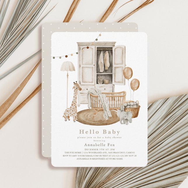 Boho Hello Baby Kinderzimmer Wardrobe Crib Baby Du Einladung (Von Creator hochgeladen)