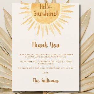 Boho Hello Sunshine Baby Shower Danke Postkarte