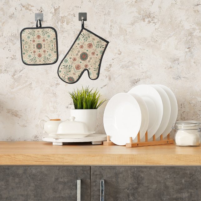 Boho Herb Ofenhandschuh & Topflappen-Set (Von Creator hochgeladen)