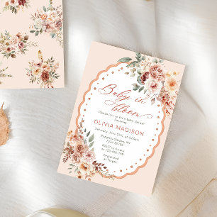Boho-Herbst-Blumen-Baby-in-Bloom-Baby-Party Einladung