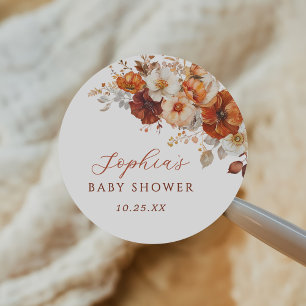 Boho-Herbst-Blumen-Baby-Party Runder Aufkleber