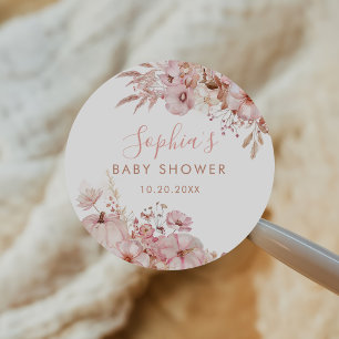 Boho-Herbst-Blumen-Kürbis-Baby-Party Runder Aufkleber