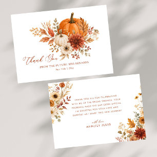 Boho-Herbst-Blumen-Kürbis-Braut-Thank-You-Karte Dankeskarte