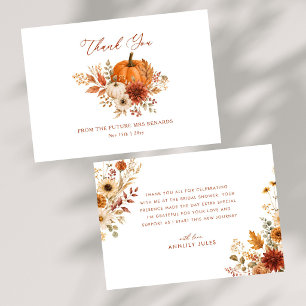Boho-Herbst-Blumen-Kürbis-Braut-Thank-You-Karte Dankeskarte
