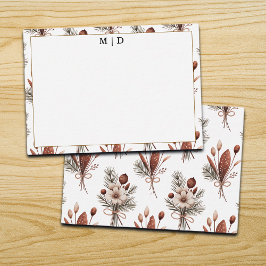 Boho-Herbst-Blumen-Monogramm Mitteilungskarte