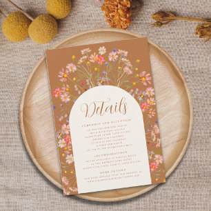 Boho-Herbst-Blumenhochzeitsdetails Begleitkarte