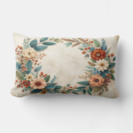 Boho-Herbst-Blumenkranzkissen - Blaugrüne Blätter  Lendenkissen