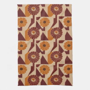Boho-Herbst-Blumenmuster Geschirrtuch