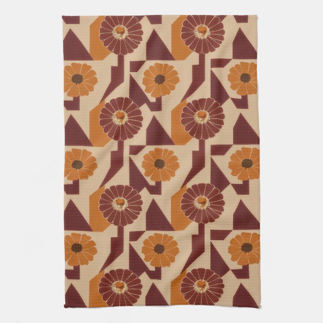 Boho-Herbst-Blumenmuster Geschirrtuch (Vertikal)
