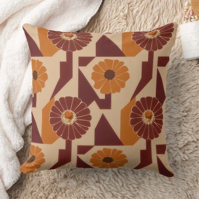 Boho-Herbst-Blumenmuster Kissen (Decke)