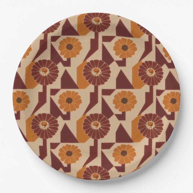 Boho-Herbst-Blumenmuster Pappteller (Vorderseite)