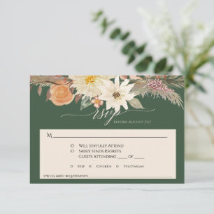 BOHO-Herbst-Blumenwald Pampasgras-Hochzeit RSVP Karte