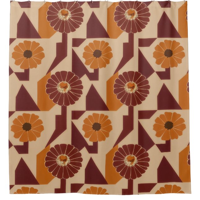 Boho-Herbst-Botanik-Blumenmuster Duschvorhang (Vorderseite)