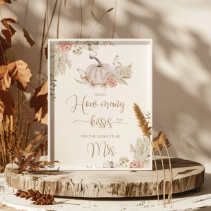 Boho Herbst errate wie viele Küsse Brautparty Poster