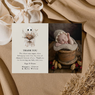 Boho-Herbst-Geister-Wildblumen-Baby-Party Dankeskarte