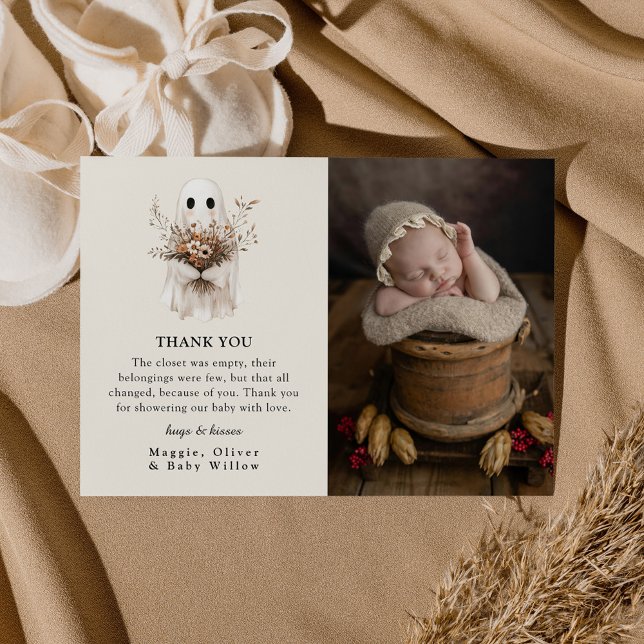 Boho-Herbst-Geister-Wildblumen-Baby-Party  Dankeskarte (Von Creator hochgeladen)