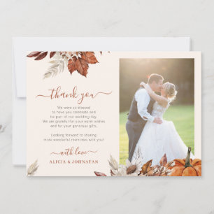 Boho-Herbst-Hochzeit 2 Fotos elegante elfenbeinfar Dankeskarte