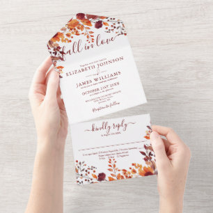 Boho Herbst Hochzeit Blumen Herbst Verliebt All In One Einladung