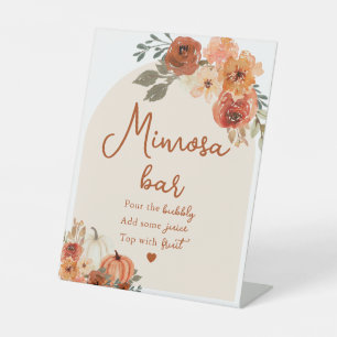 Boho-Herbst-Kürbis-Brautparty-Mimosa-Bar-Schild Sockelschild