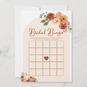 Boho Herbst-Kürbis-Hochzeits-Bingo-Hochzeitsdusche Einladung
