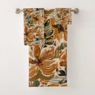 Boho Herbst Terracotta Erntedank Herbst Badhandtuch Set
