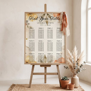 Boho-Herbst-Terrakotta-Blumen-Aquarell-Hochzeit Poster