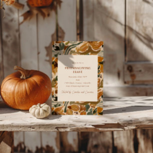Boho-Herbst-Terrakotta-Blumen-Friendsgiving-Festma Einladung