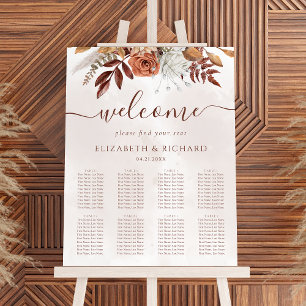 Boho-Herbst-Terrakotta-Blumen-Hochzeits-Sitzplan Poster