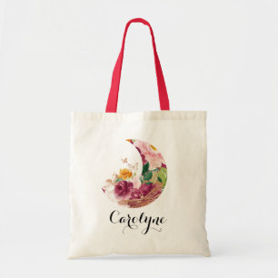 Boho Herbst-Wasserfarbenmond und Blumen Brautjungf Tragetasche