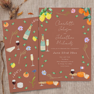 Boho-Herbst-Wein-und-Käse-Verlobungsparty Einladung