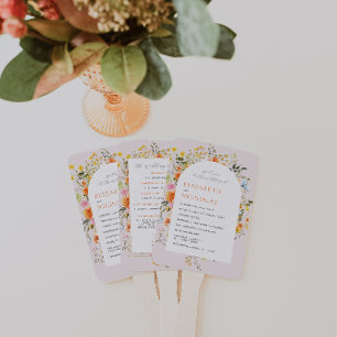 Boho-Herbst-Wildblumen Florale Hochzeitsprogramm Fächer
