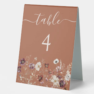 Boho-Herbst-Wildblumen-Hochzeitstisch-Nummer Tischaufsteller