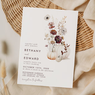Boho-Herbst-Wildblumen-Kürbis-Hochzeit Einladung