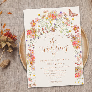Boho Herbst Wildblumen Schmetterling Florale Hochz Einladung
