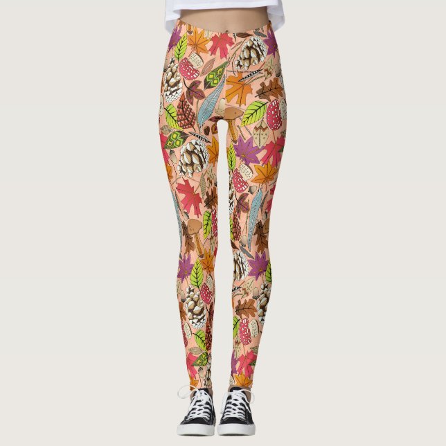 Boho Herbstapricot-Leggings Leggings (Vorderseite)