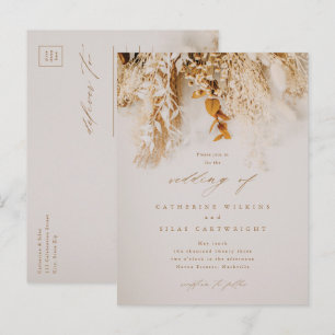 Boho-Herbstblumen-Hochzeit Einladungspostkarte