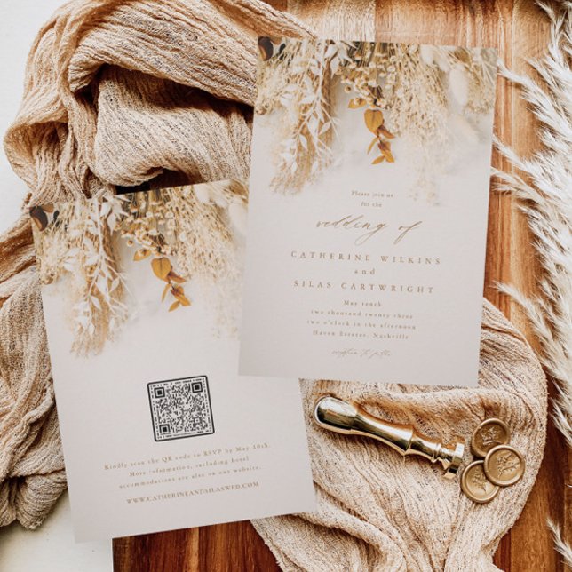 Boho-Herbstblumen-Hochzeit mit QR-Code Einladung (Von Creator hochgeladen)