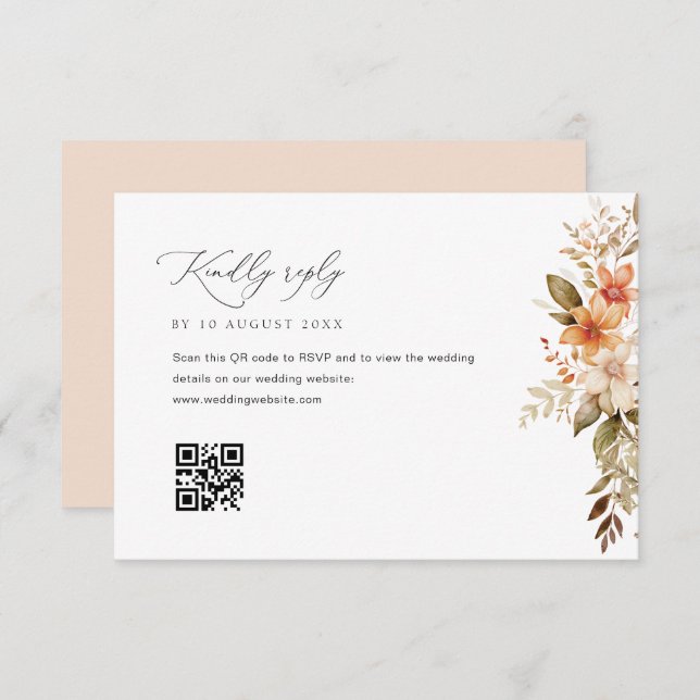 Boho Herbstflorale Hochzeit RSVP Karte (Vorne/Hinten)