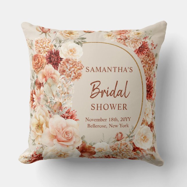 Boho Herbstgarten Gewürze Orangenrost Kissen (Vorderseite)