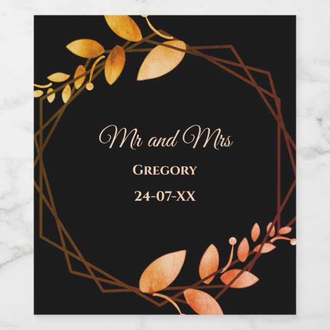 Boho Herbsthochzeit Weinetikett (Einzelnes Label)