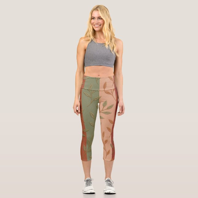Boho Herbstleaves gestrichen Capri Leggings (Vorderseite)
