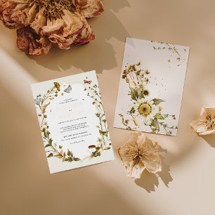 Boho-Herbstwildblume   Botanische Hochzeit Folieneinladung